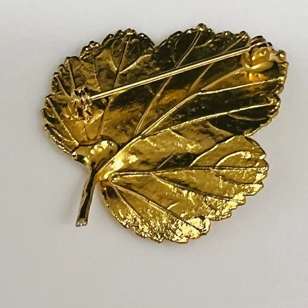 24K Gold Dipped Genuine Leaf Brooch Pendant Nature Jewelry Rocky Mountains  1307